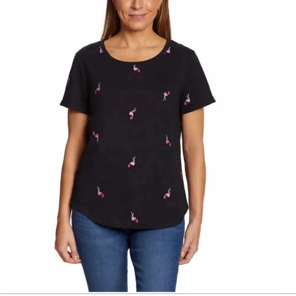 Vintage America Ladies Women Embroidered Tee Medium X-Large